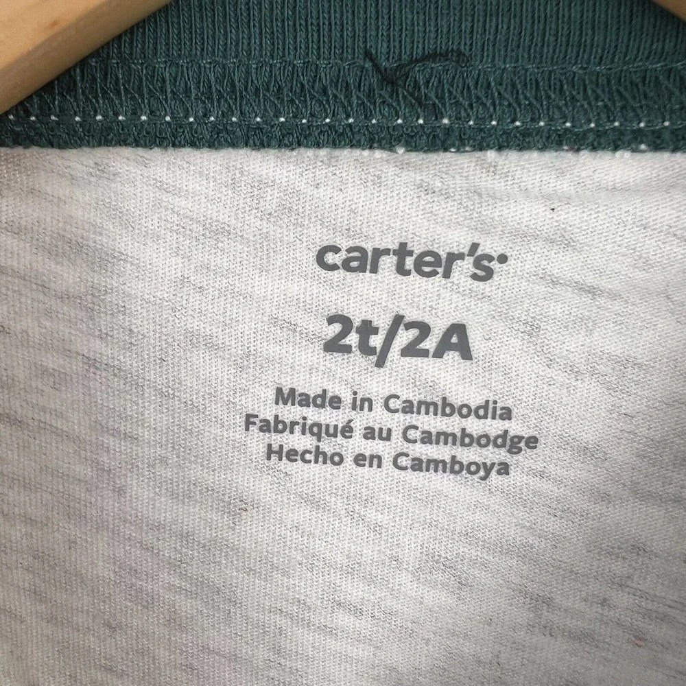Carters Long Sleeve Color lock Dinosaur Tee‎ 2T New